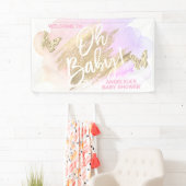 Baby shower Paarse roze goudWaterverf Spandoek (Insitu)