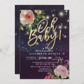 Baby shower Paarse Sparkle String Lights Kaart (Voorkant / Achterkant)