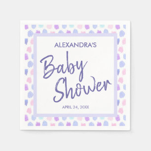 Baby shower Paarse typografie Waterverf servet