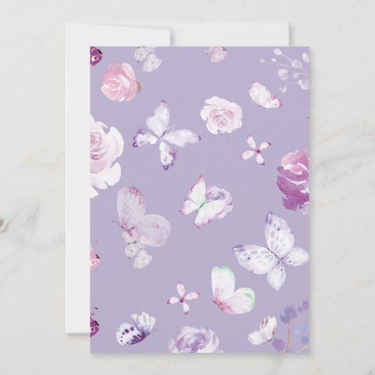 Baby shower Paarse vlinder Kaart (Achterkant)