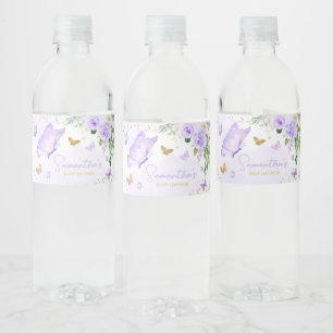 Baby shower Paarse vlinder Waterfles Etiket