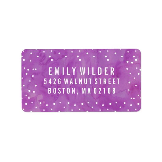 Baby shower Paarse Waterverf Stippen Etiket (Voorkant)