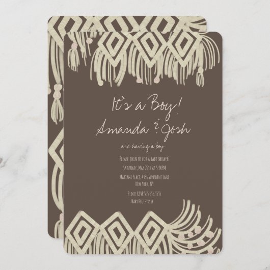 Baby shower Painterly Macrame Boho Kaart (Voorkant / Achterkant)