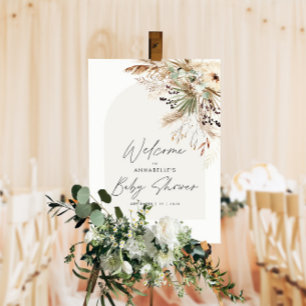 Baby shower pampas gras moderne elegante pokken poster