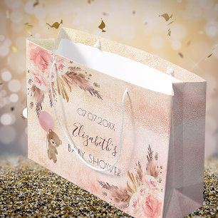 Baby shower pampas gras roos roze florale darm groot cadeauzakje