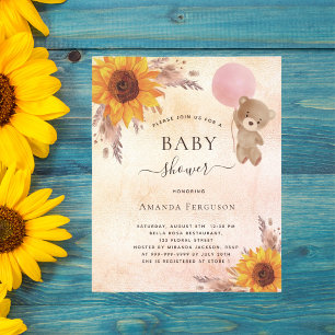 Baby shower pampas gras zonnebloem teddy budget flyer