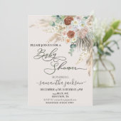 Baby shower Pampas Grass Boho Waterverf Kaart (Staand voorkant)