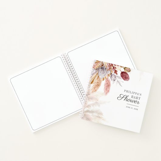 Baby shower Pampas Grass Tan Terracotta Guest Book Notitieboek (Binnen)