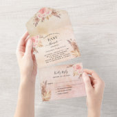 Baby shower pampas roos goudbloemen RSVP All In One Uitnodiging (Afscheurbaar)