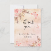 Baby shower pampas roos goudflorals boho bedankkaart (Voorkant)