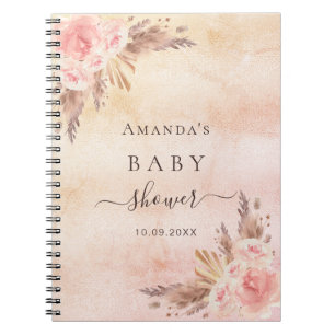 Baby shower pampas roos Goudgastenboek Notitieboek