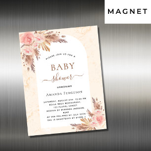 Baby shower pampas rose or invitation aimant
