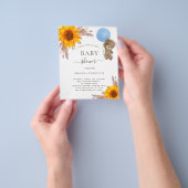 Baby shower pampas sunflower teddy flyer (Hand)