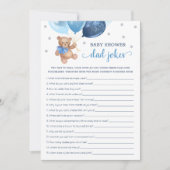 Baby shower Papa Blagues Jeu Teddy Bear Carte Bleu (Devant)