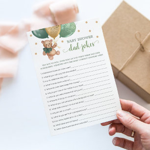 Baby Shower Papa Grappen Spel Groene Teddybeer Kaa Kaart