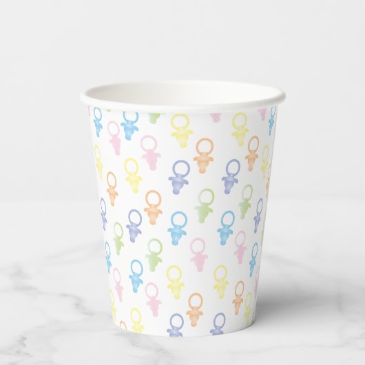 Baby shower papier kopjes "Paci Bunny" 8 oz. Papieren Bekers (Achterkant)