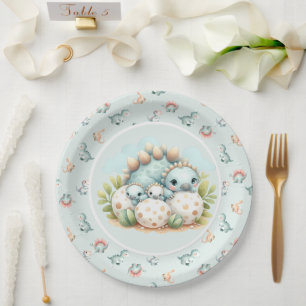 Baby Shower Papieren Bord Dinosaur Dinosaurus Mite