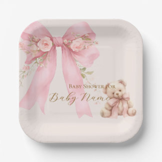 Baby Shower Papieren Borden, Coquette Roze Strik B Bordje