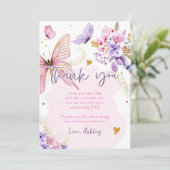 Baby shower papillon Carte de remerciements floral (Debout devant)