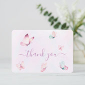 Baby shower papillon Fille Carte de remerciements (Debout devant)