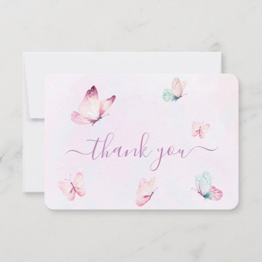 Baby shower papillon Fille Carte de remerciements (Devant)