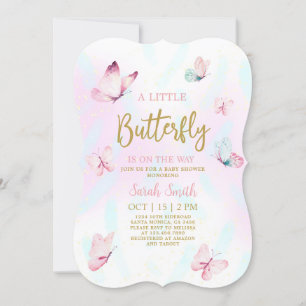 Baby shower papillon fille invitation