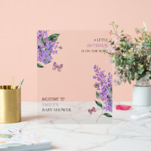 Baby shower papillon fleuri pourpre