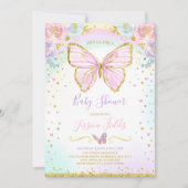 Baby shower papillon Invitation Baby shower fille (Devant)