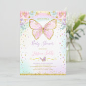 Baby shower papillon Invitation Baby shower fille (Debout devant)