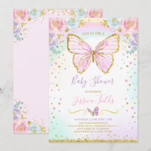 Baby shower papillon Invitation Baby shower fille