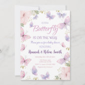 Baby shower papillon Invitation bébé fille Invitat (Devant)