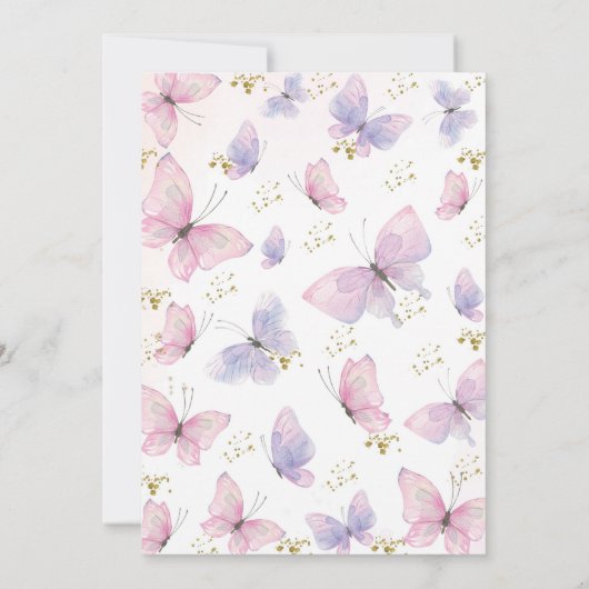 Baby shower papillon Invitation bébé fille Invitat (Dos)
