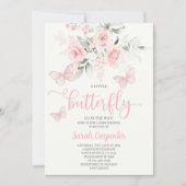 Baby shower papillon Invitation fille (Devant)
