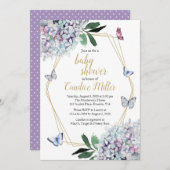 baby shower papillon invitation invitations violet (Devant / Derrière)