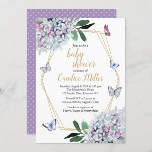 baby shower papillon invitation invitations violet