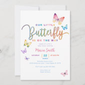 Baby shower papillon Invitation - Parties scintill (Devant)