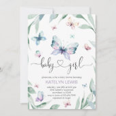 Baby shower papillon Invitation pour une fille (Devant)