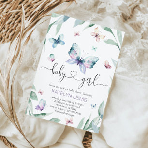Baby shower papillon Invitation pour une fille