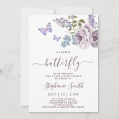 Baby shower papillon Lilac Invitation fille (Devant)