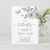 Baby shower papillon Lilac Invitation fille (Debout devant)