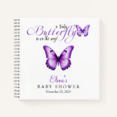 Baby shower papillon Purple Floral Livre d'invité (Devant)