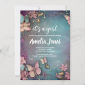 Baby shower papillon Purple Invitation (Devant)