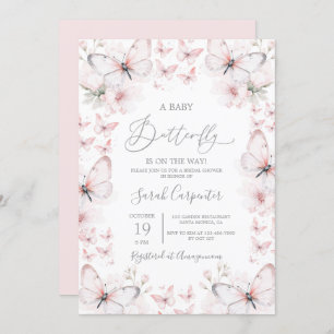 Baby shower papillon rose Invitation fille
