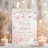 Baby shower papillon rose Invitation fille