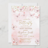 Baby shower papillon rose Invitation fille (Devant)