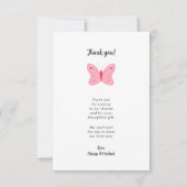 Baby shower papillon rose merci note (Devant)