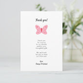 Baby shower papillon rose merci note (Debout devant)