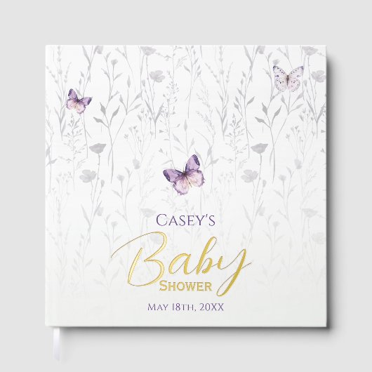 Baby shower papillon violet Boho Floral (Recto)