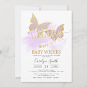 Baby shower papillon violet Invitation (Devant)