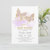 Baby shower papillon violet Invitation (Debout devant)